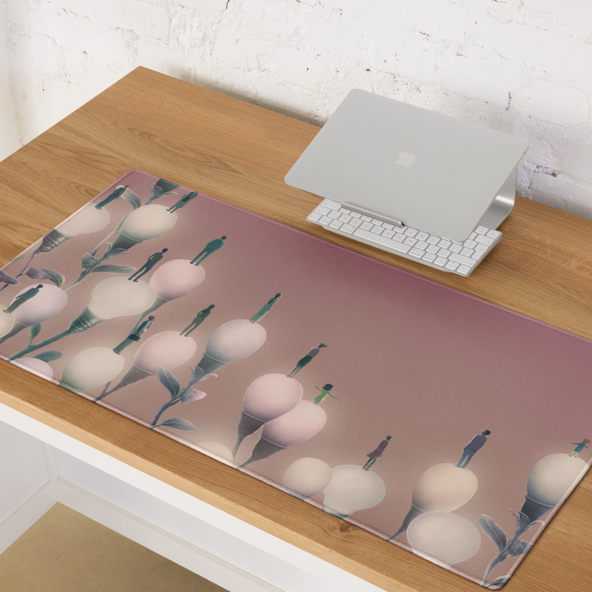 Pink Gradient Contemporary Mouse Pad 36x18 Large Desk Mat For Home Office And Gaming Modern Abstract Art