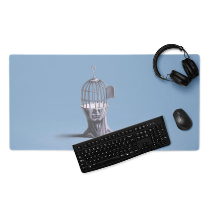 Blue Contemporary Gaming Mouse Pad - Gaming Mouse Pad Blue Desk Setup Modern Calm Minimalist Polyester Surface Desk Mat