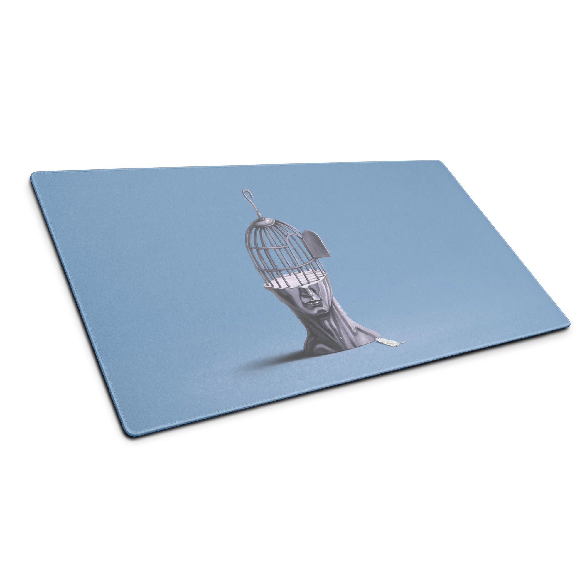 Blue Contemporary Gaming Mouse Pad - Gaming Mouse Pad Blue Desk Setup Modern Calm Minimalist Polyester Surface Desk Mat