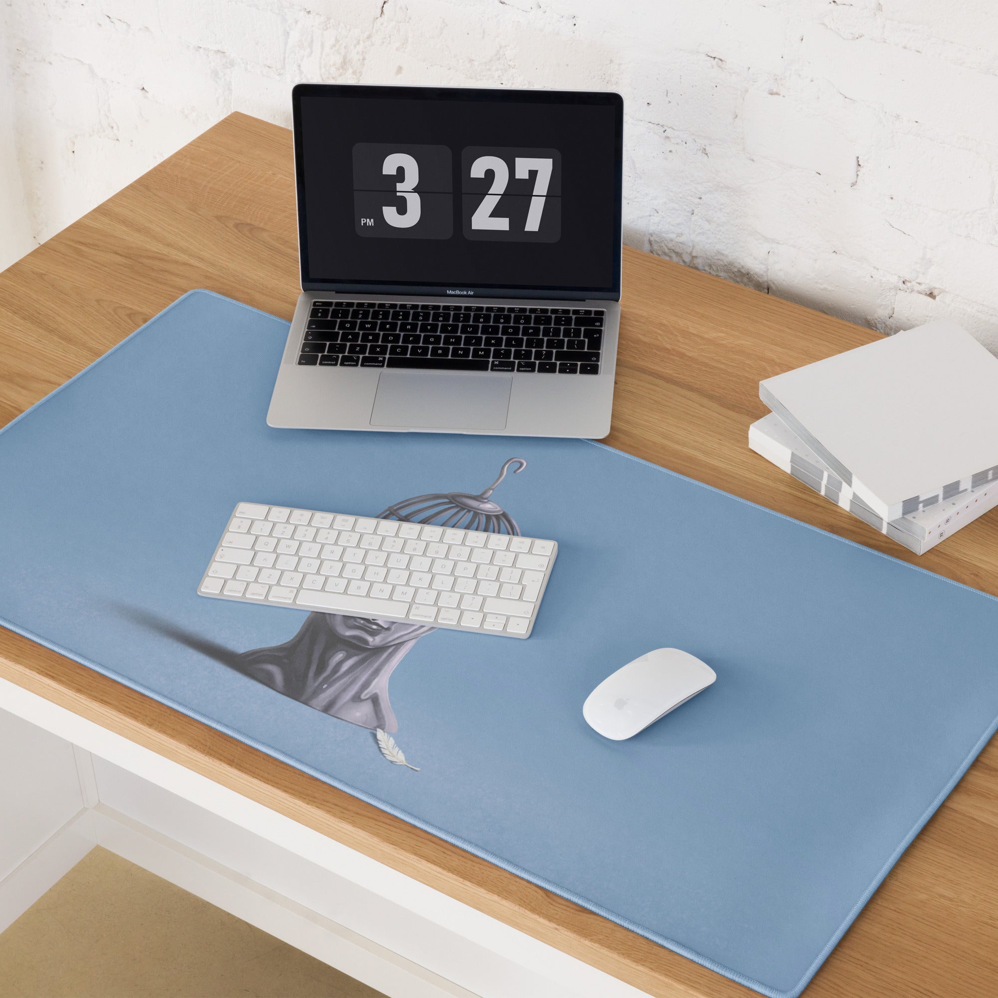 Blue Contemporary Gaming Mouse Pad - Gaming Mouse Pad Blue Desk Setup Modern Calm Minimalist Polyester Surface Desk Mat