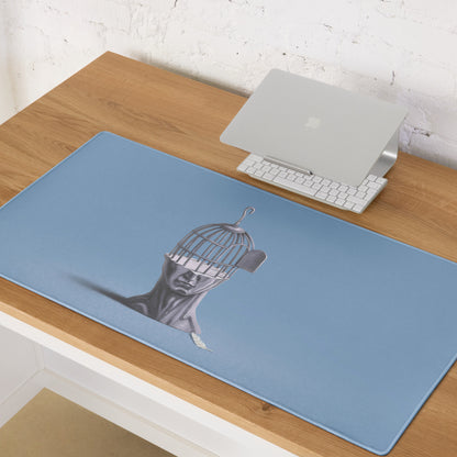 Blue Contemporary Gaming Mouse Pad - Gaming Mouse Pad Blue Desk Setup Modern Calm Minimalist Polyester Surface Desk Mat