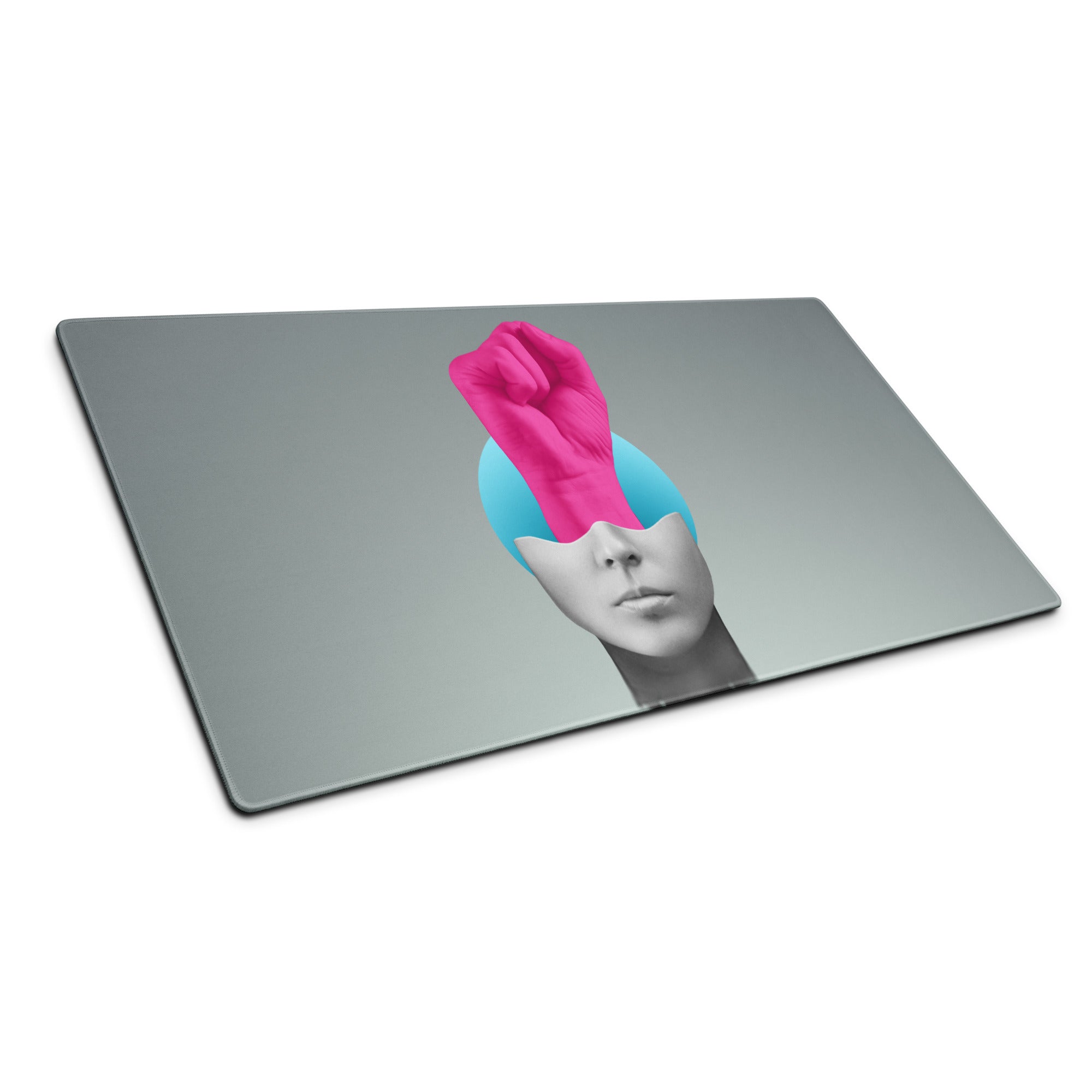 Mouse Pad Pink Hand Portrait Gray Gradient Desk Decor Modern Abstract Art Print For Office And Gaming Surface