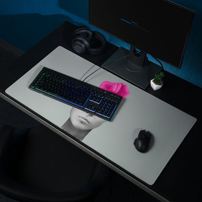 Mouse Pad Pink Hand Portrait Gray Gradient Desk Decor Modern Abstract Art Print For Office And Gaming Surface