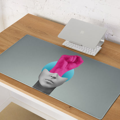 Mouse Pad Pink Hand Portrait Gray Gradient Desk Decor Modern Abstract Art Print For Office And Gaming Surface