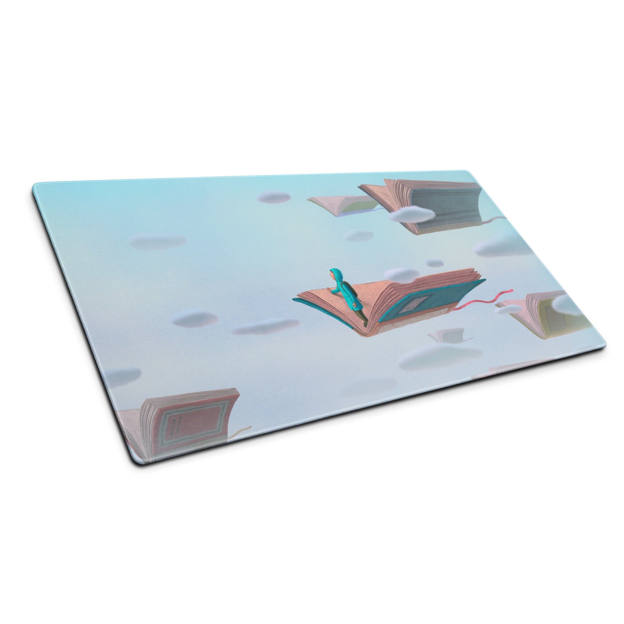 Pastel Blue Bookscape Pad - Bookscape Mouse Pad, Pastel Blue, Home Office, Contemporary, Serene Mood, Modern Desk Decor