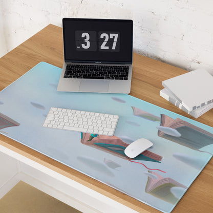 Pastel Blue Bookscape Pad - Bookscape Mouse Pad, Pastel Blue, Home Office, Contemporary, Serene Mood, Modern Desk Decor