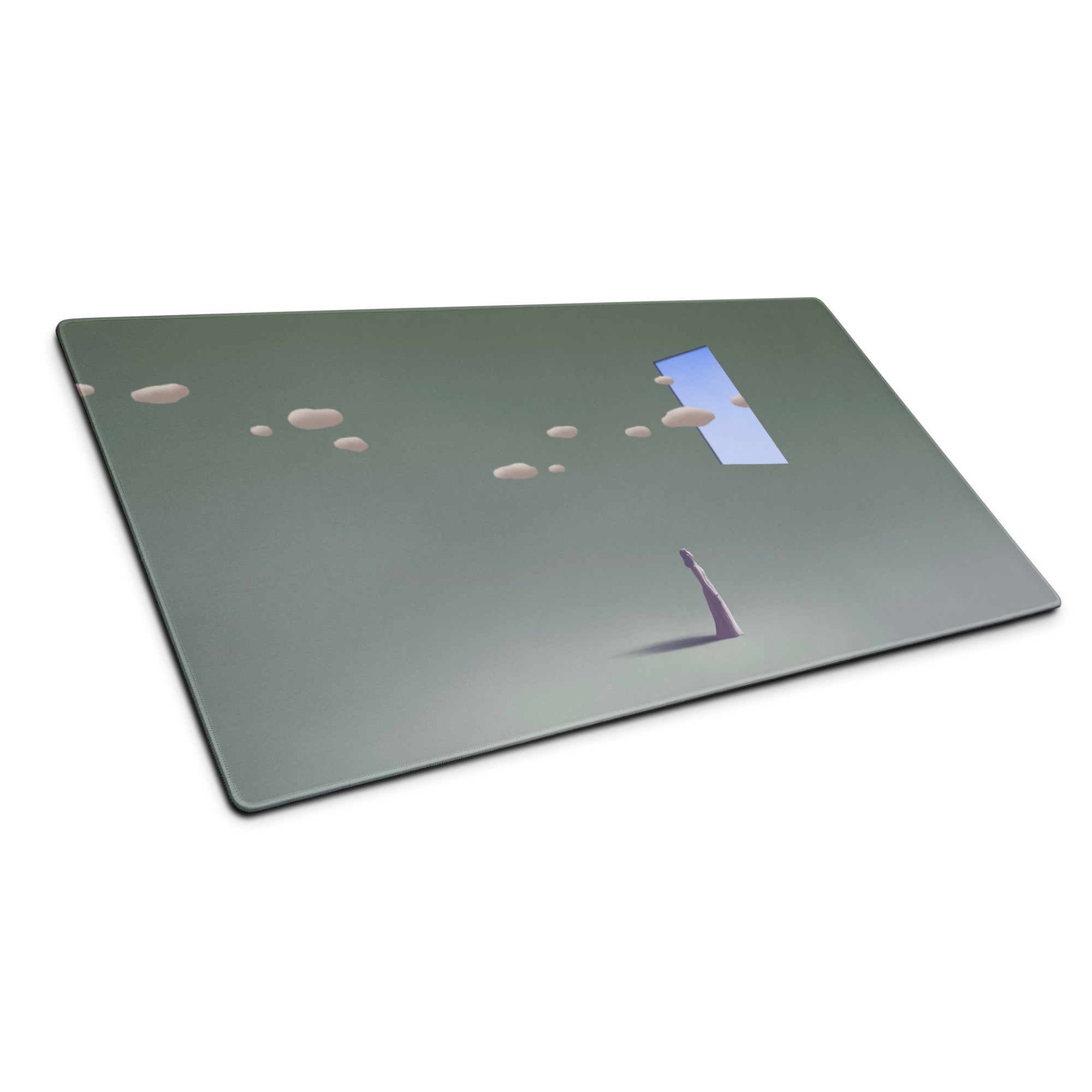 Teal Gradient Surreal Gaming Desk Pad - Mouse Pad Teal Gradient Desk Setup Dreamy Mood Minimal Office Large 36x18