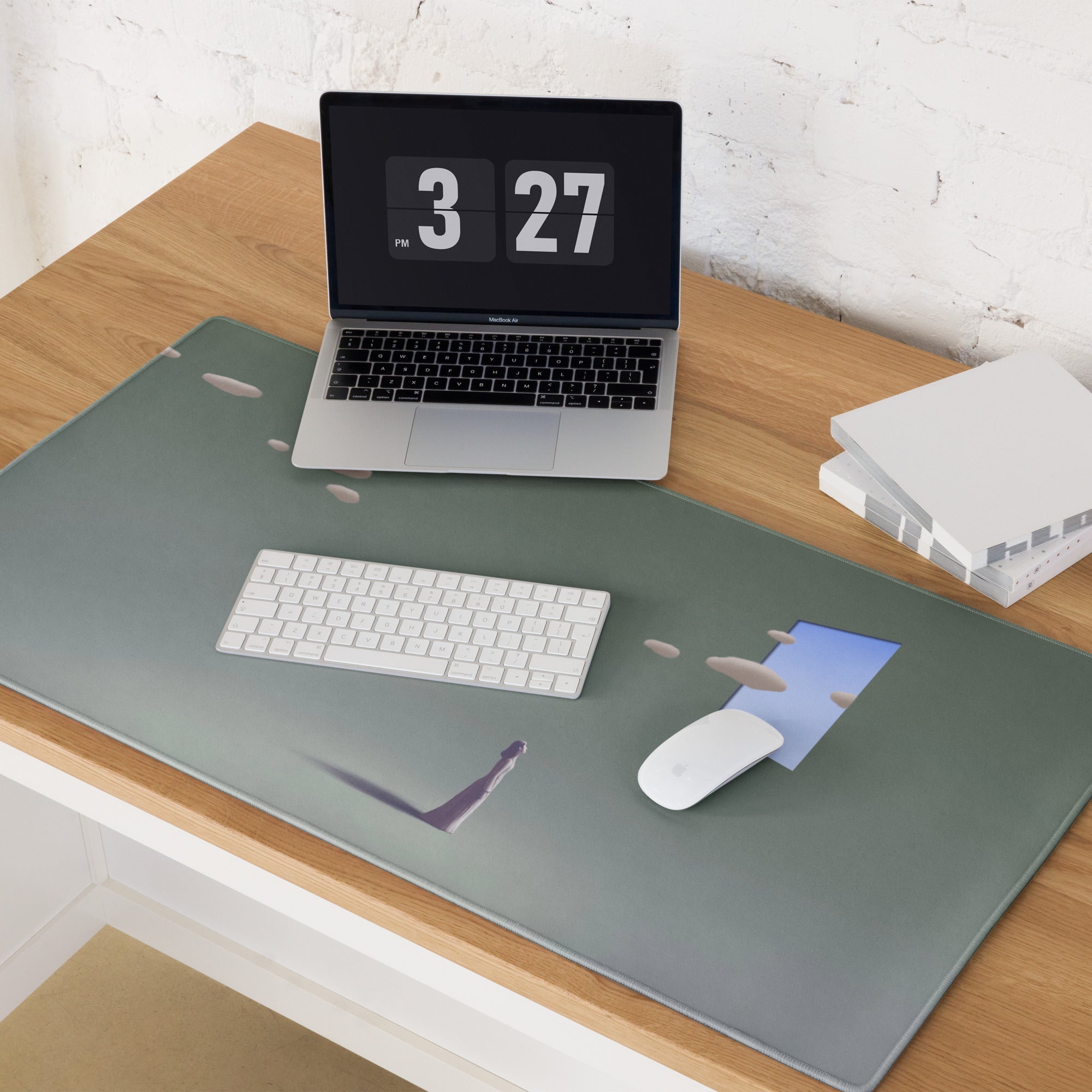 Teal Gradient Surreal Gaming Desk Pad - Mouse Pad Teal Gradient Desk Setup Dreamy Mood Minimal Office Large 36x18