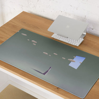 Teal Gradient Surreal Gaming Desk Pad - Mouse Pad Teal Gradient Desk Setup Dreamy Mood Minimal Office Large 36x18