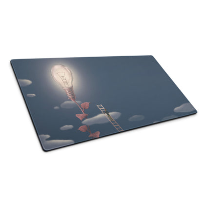 Gaming Mouse Pad Blue Moonlight Desk Mat For Modern Office Surreal Lightbulb Contemporary Artwork Style