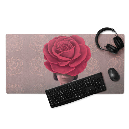 Pink Rose Headpiece Art Mouse Pad For Home Office Desk Decor In Contemporary Modern Style