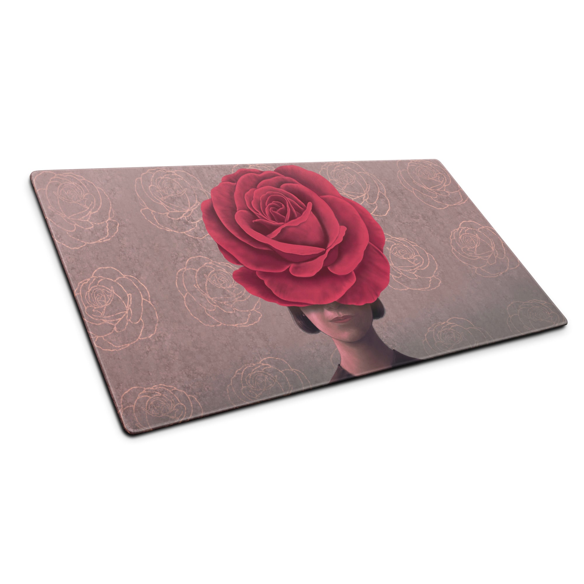 Pink Rose Headpiece Art Mouse Pad For Home Office Desk Decor In Contemporary Modern Style