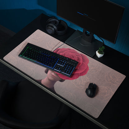 Pink Rose Headpiece Art Mouse Pad For Home Office Desk Decor In Contemporary Modern Style