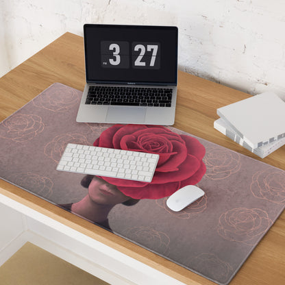 Pink Rose Headpiece Art Mouse Pad For Home Office Desk Decor In Contemporary Modern Style