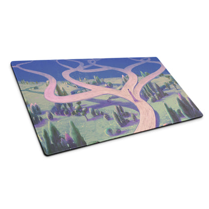 Oversized Gaming Mouse Pad 36x18 Inches Blue Purple Dreamy Abstract Landscape For Modern Home Office Decor Digital Art