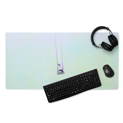 Pastel Gradient Swing Desk Pad - Swinging Figure Pastel Home Office Desk Pad Contemporary Minimal Dreamy Mood