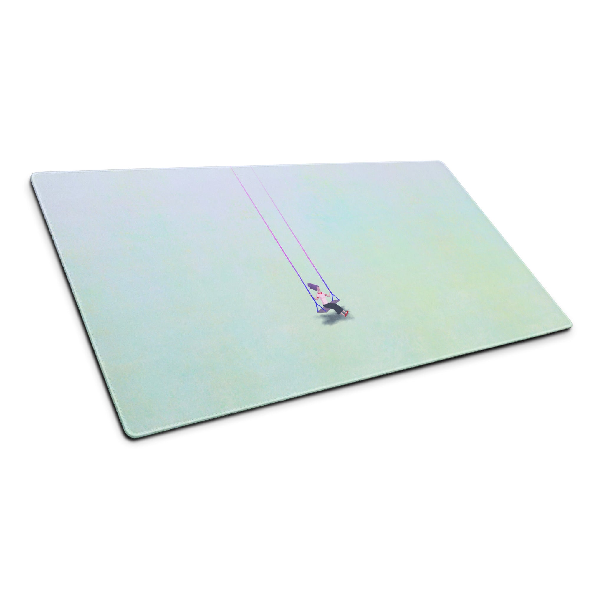 Pastel Gradient Swing Desk Pad - Swinging Figure Pastel Home Office Desk Pad Contemporary Minimal Dreamy Mood