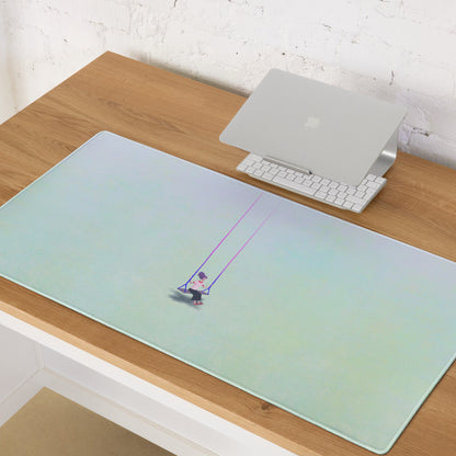 Pastel Gradient Swing Desk Pad - Swinging Figure Pastel Home Office Desk Pad Contemporary Minimal Dreamy Mood