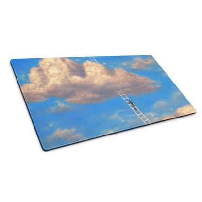 Sky Ladder Blue Sky Clouds Desk Setup Contemporary Oversized Gaming Mouse Pad 36x18 Digital Art