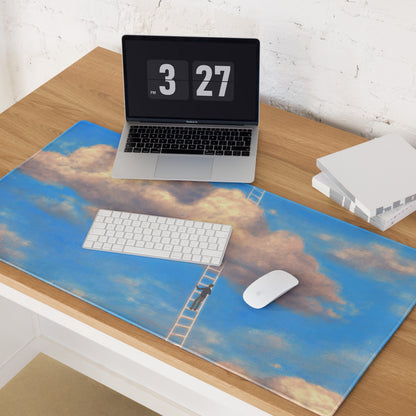 Sky Ladder Blue Sky Clouds Desk Setup Contemporary Oversized Gaming Mouse Pad 36x18 Digital Art