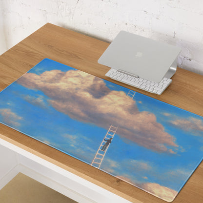 Sky Ladder Blue Sky Clouds Desk Setup Contemporary Oversized Gaming Mouse Pad 36x18 Digital Art