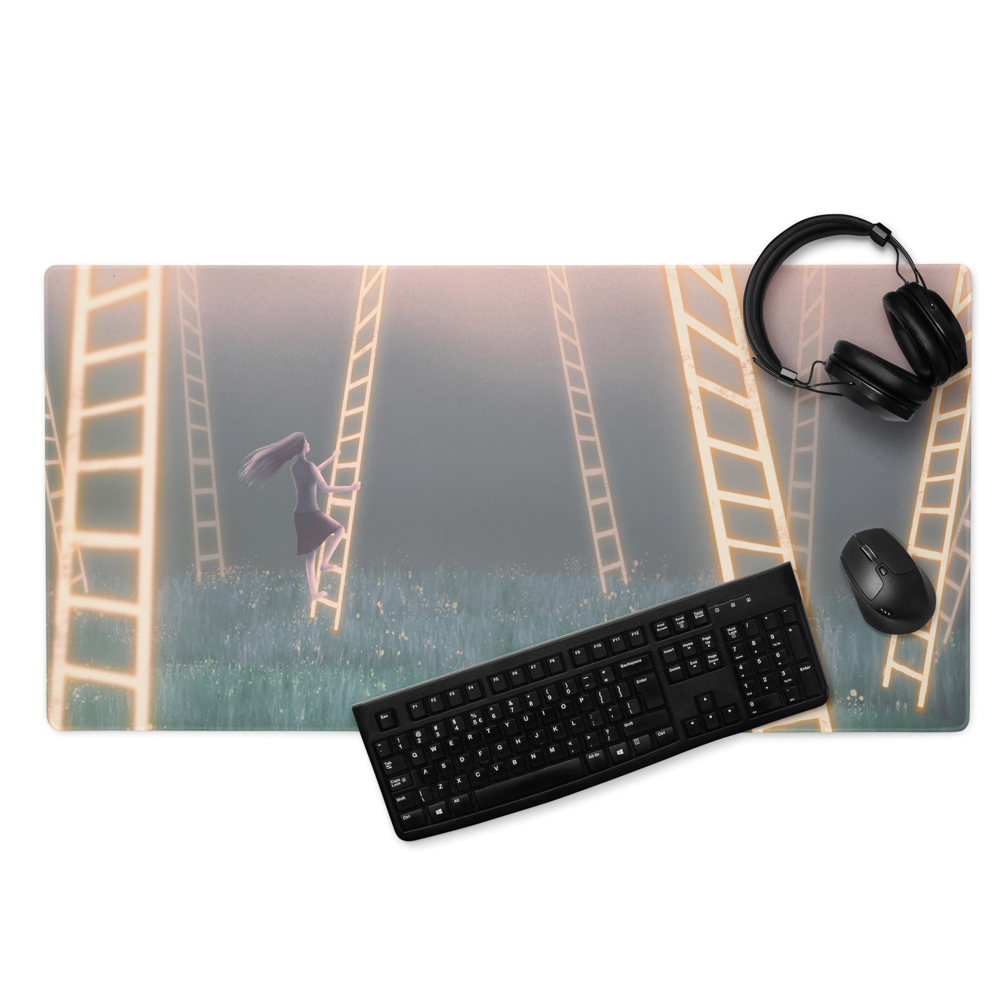 Contemporary Themed Mouse Pad Sunset Peach Teal Film Strip Art For Desk Modern Office Decor