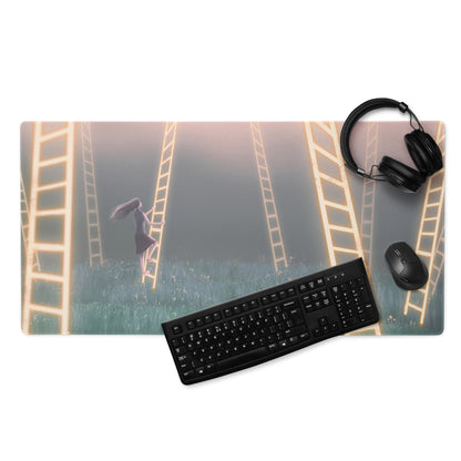 Contemporary Themed Mouse Pad Sunset Peach Teal Film Strip Art For Desk Modern Office Decor