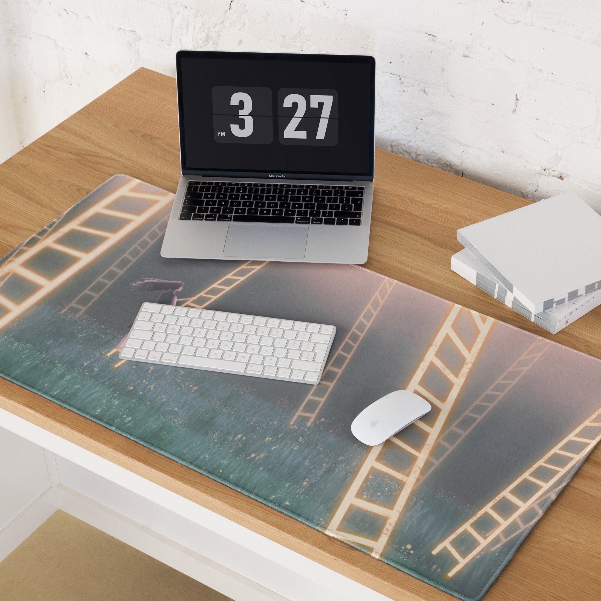 Contemporary Themed Mouse Pad Sunset Peach Teal Film Strip Art For Desk Modern Office Decor