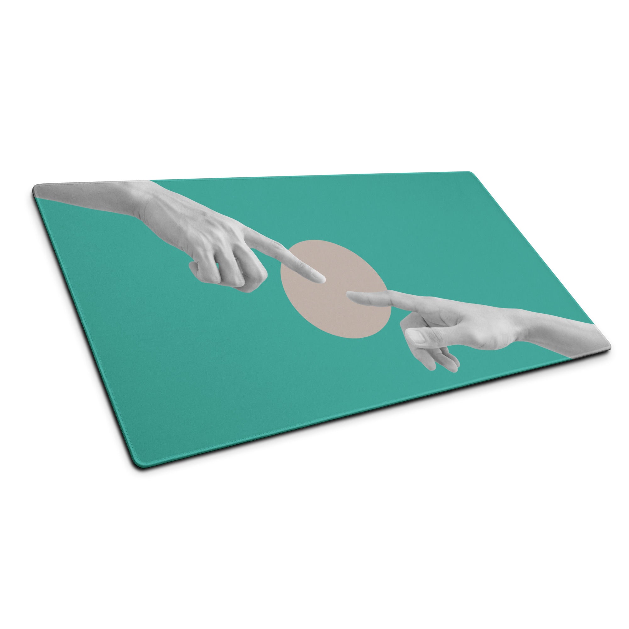 Teal Hands Artwork Mouse Pad For Office Desk Contemporary Style Large 36 By 18 Inch Or 18 By 16 Inch