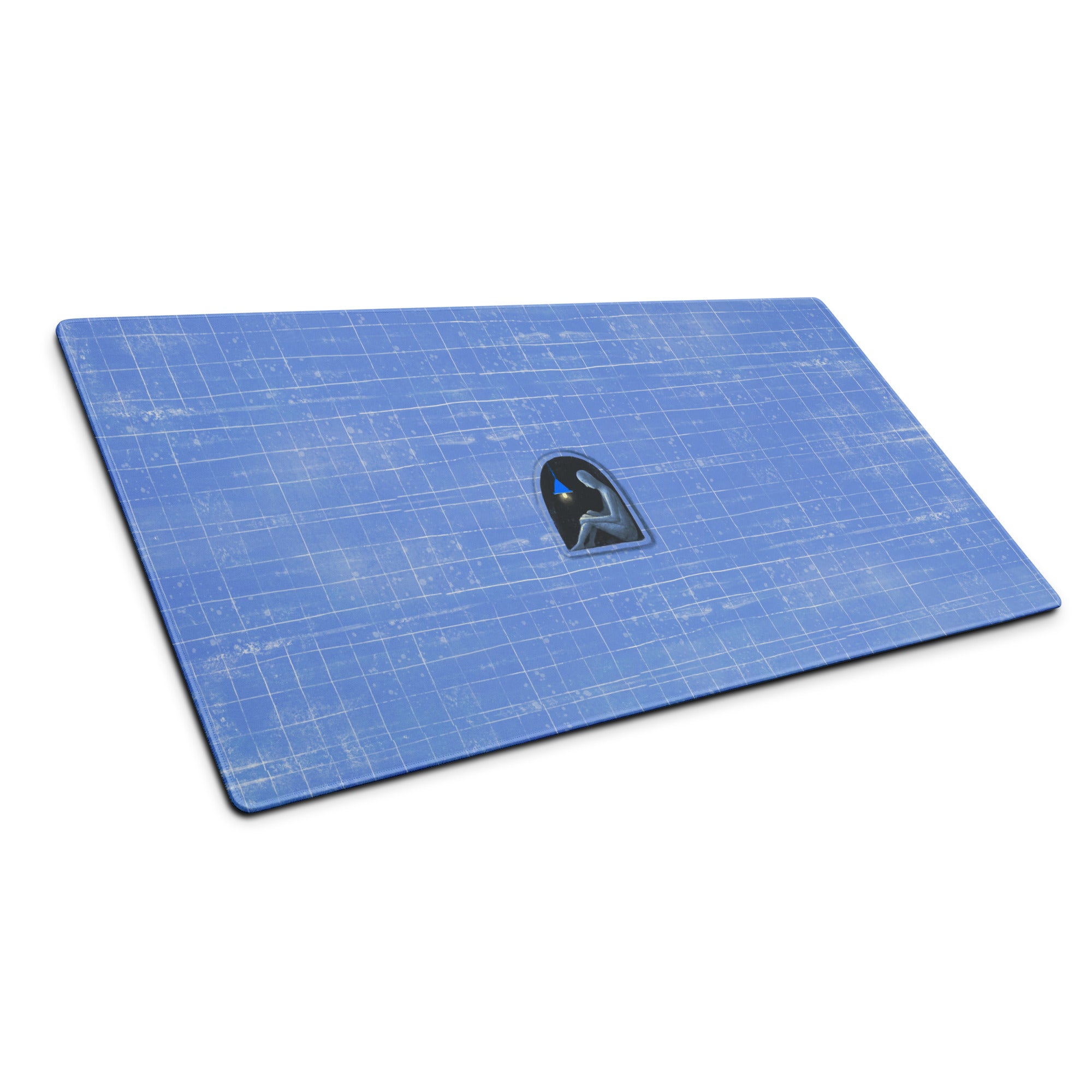 Blue Grid Mouse Pad For Desk And Workspace, Contemporary Minimalist Office Mat For Gaming And Productivity Matte Surface