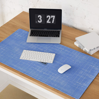 Blue Grid Mouse Pad For Desk And Workspace, Contemporary Minimalist Office Mat For Gaming And Productivity Matte Surface