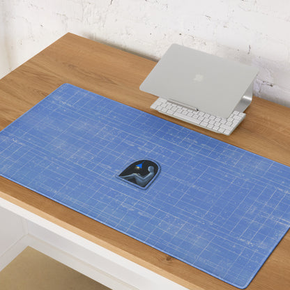 Blue Grid Mouse Pad For Desk And Workspace, Contemporary Minimalist Office Mat For Gaming And Productivity Matte Surface