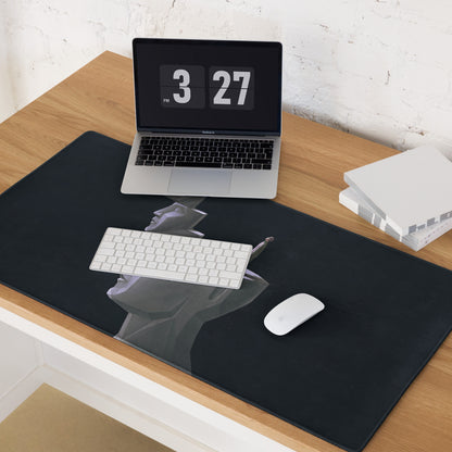 Geometric Staircase Heads Mouse Pad Black White Art For Gaming Desk Large Extended 36x18 Contemporary