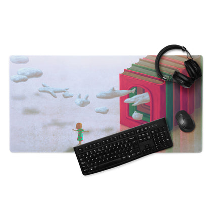 Colorful Books Themed Mouse Pad 36 By 18 Inch Desk Mat Non Slip Rubber Base Contemporary Art Style