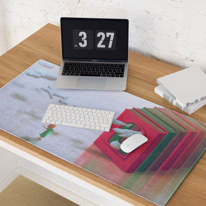 Colorful Books Themed Mouse Pad 36 By 18 Inch Desk Mat Non Slip Rubber Base Contemporary Art Style