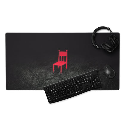 Red Chair On Black Textured Contemporary Mouse Pad For Gaming Desk Setup Moody Modern Desk Decor Digital Art Print