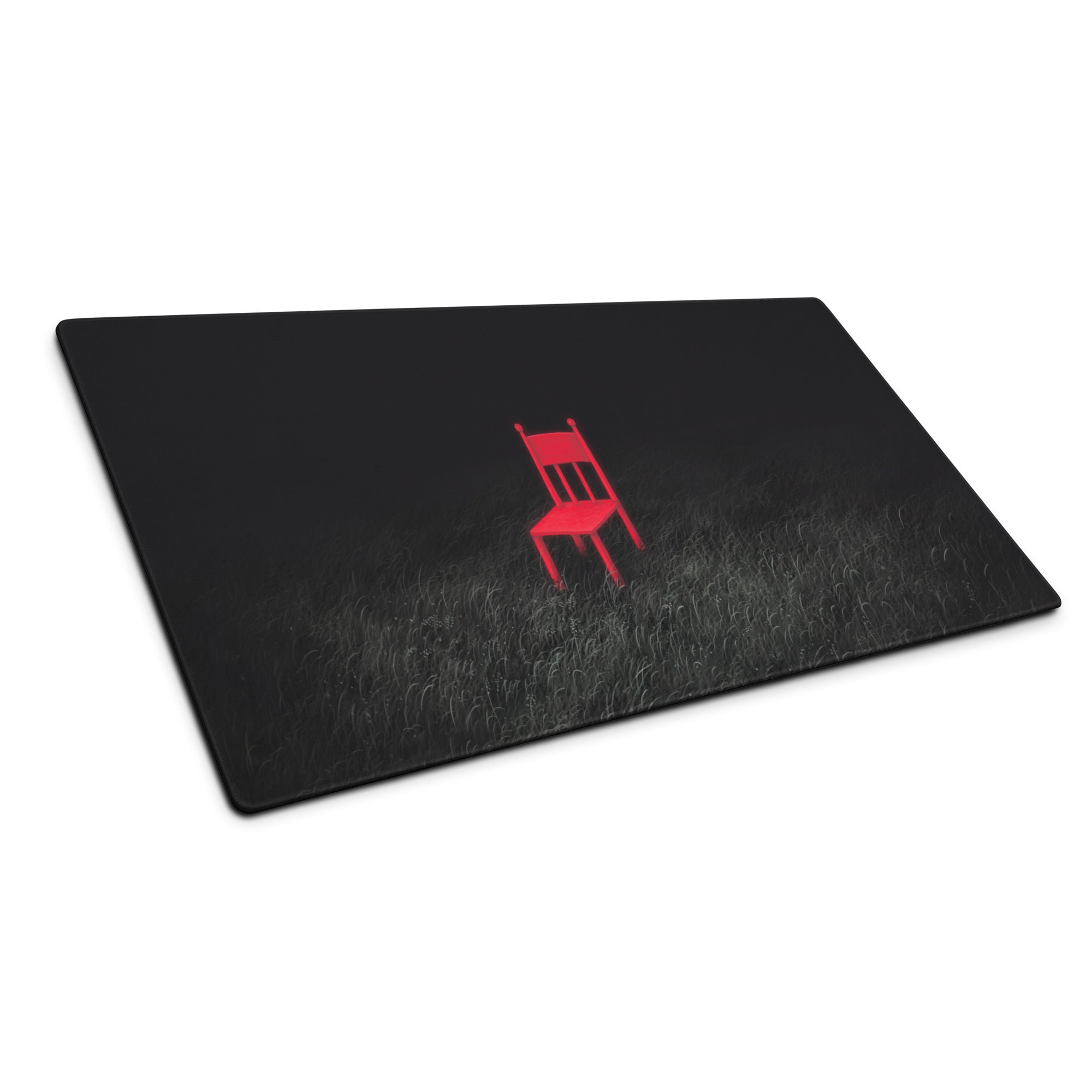 Red Chair On Black Textured Contemporary Mouse Pad For Gaming Desk Setup Moody Modern Desk Decor Digital Art Print
