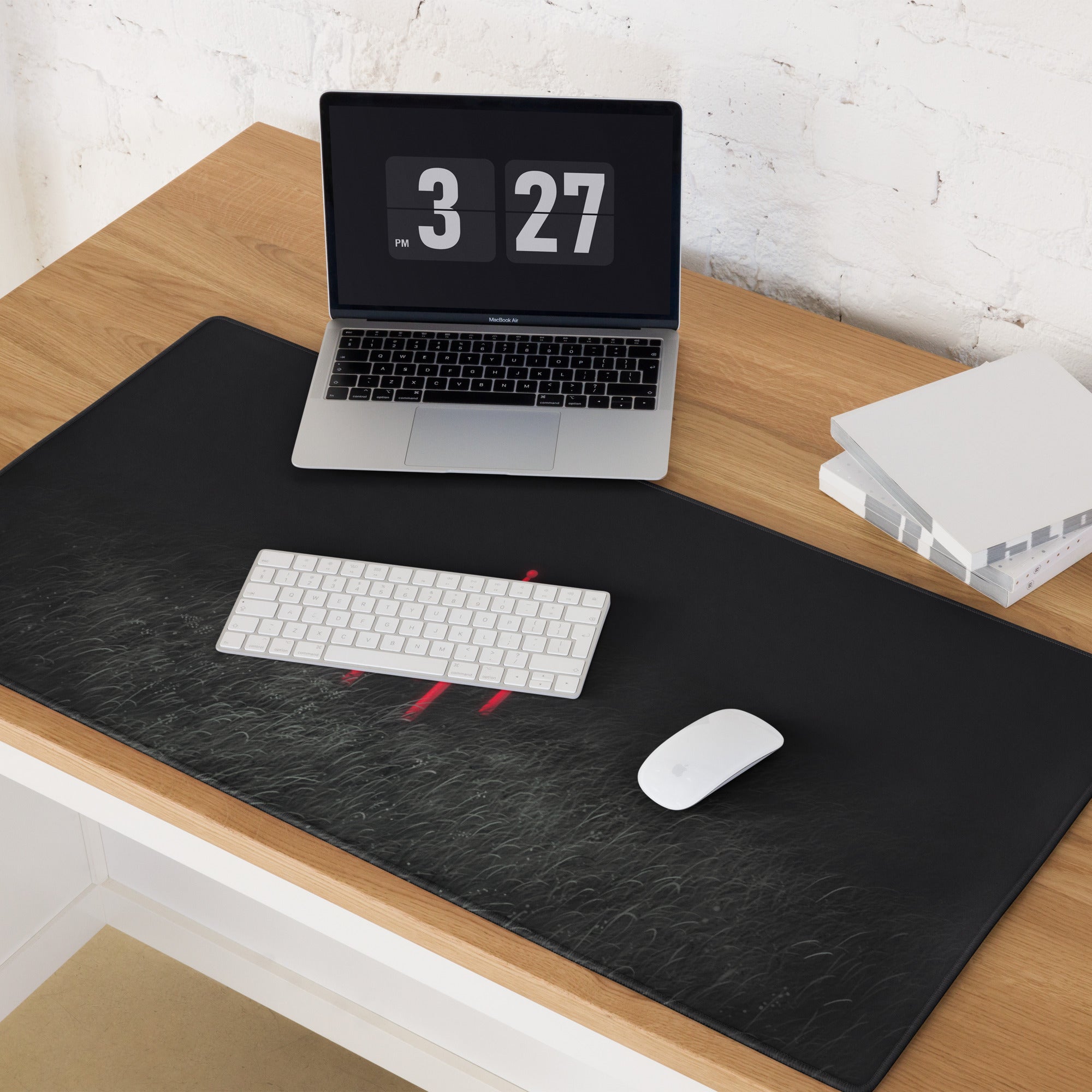 Red Chair On Black Textured Contemporary Mouse Pad For Gaming Desk Setup Moody Modern Desk Decor Digital Art Print