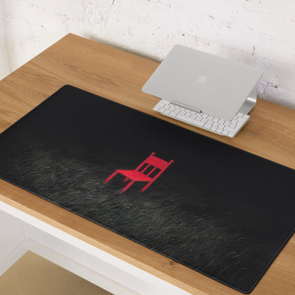 Red Chair On Black Textured Contemporary Mouse Pad For Gaming Desk Setup Moody Modern Desk Decor Digital Art Print