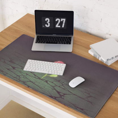 Floral Rose Mouse Pad Dark Gradient With Pink Accent 36x18 Modern Contemporary Desk Mat For Home Office