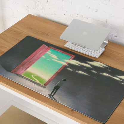 Surreal Pink Door Portal Mouse Pad 36x18 Inch For Modern Office Desk Decor Contemporary Art Style