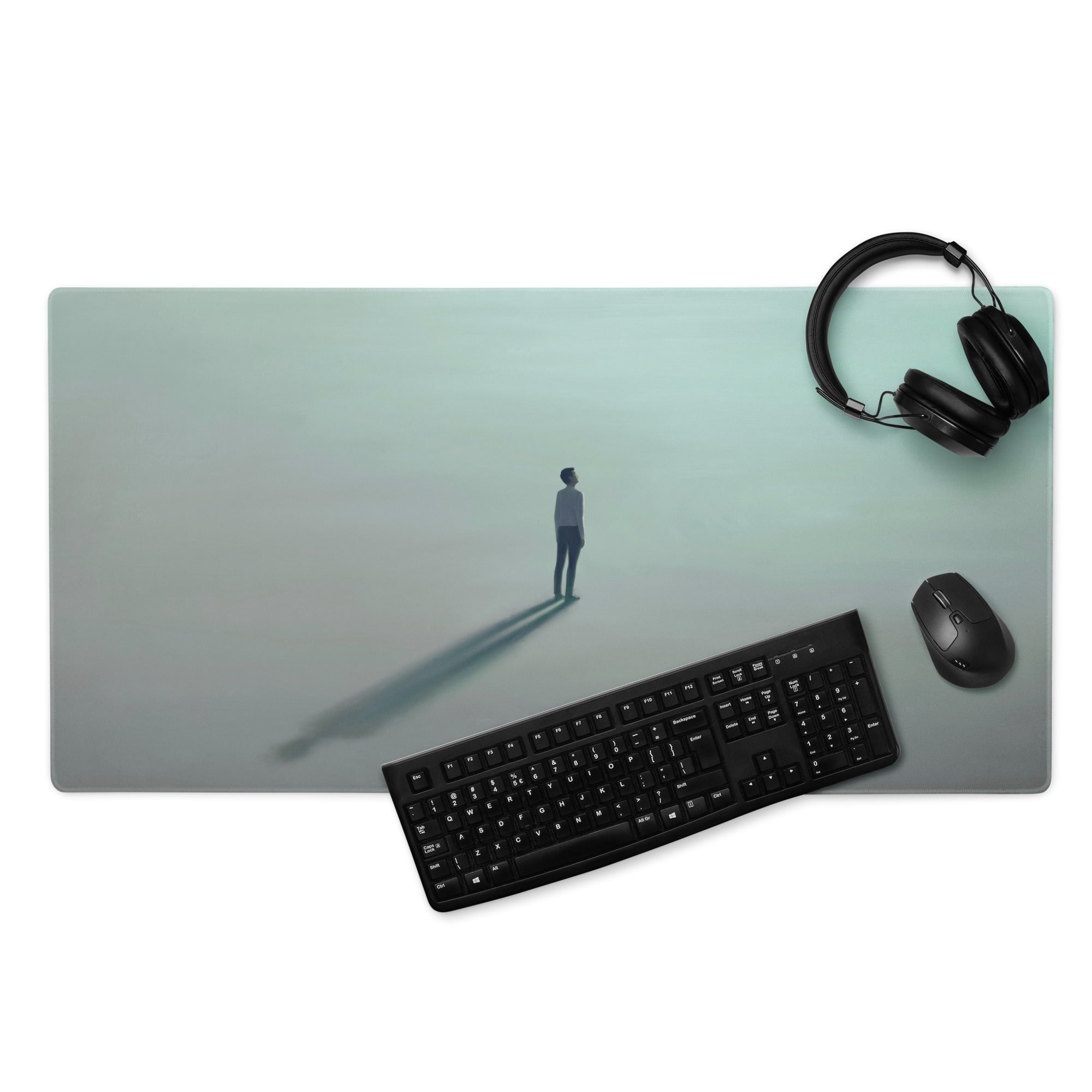 Pastel Blue Mint Green Contemporary Gaming Mouse Pad For Desk Large 36x18 Or 18x16 Minimalist Modern Art