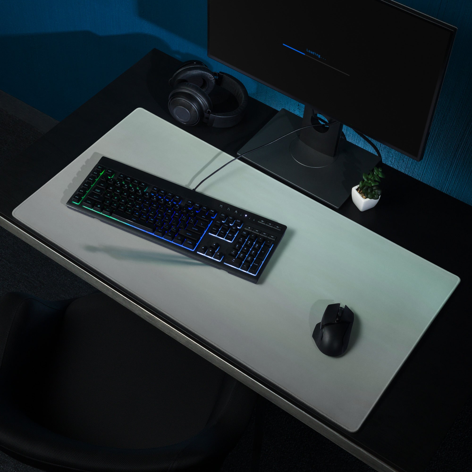 Pastel Blue Mint Green Contemporary Gaming Mouse Pad For Desk Large 36x18 Or 18x16 Minimalist Modern Art