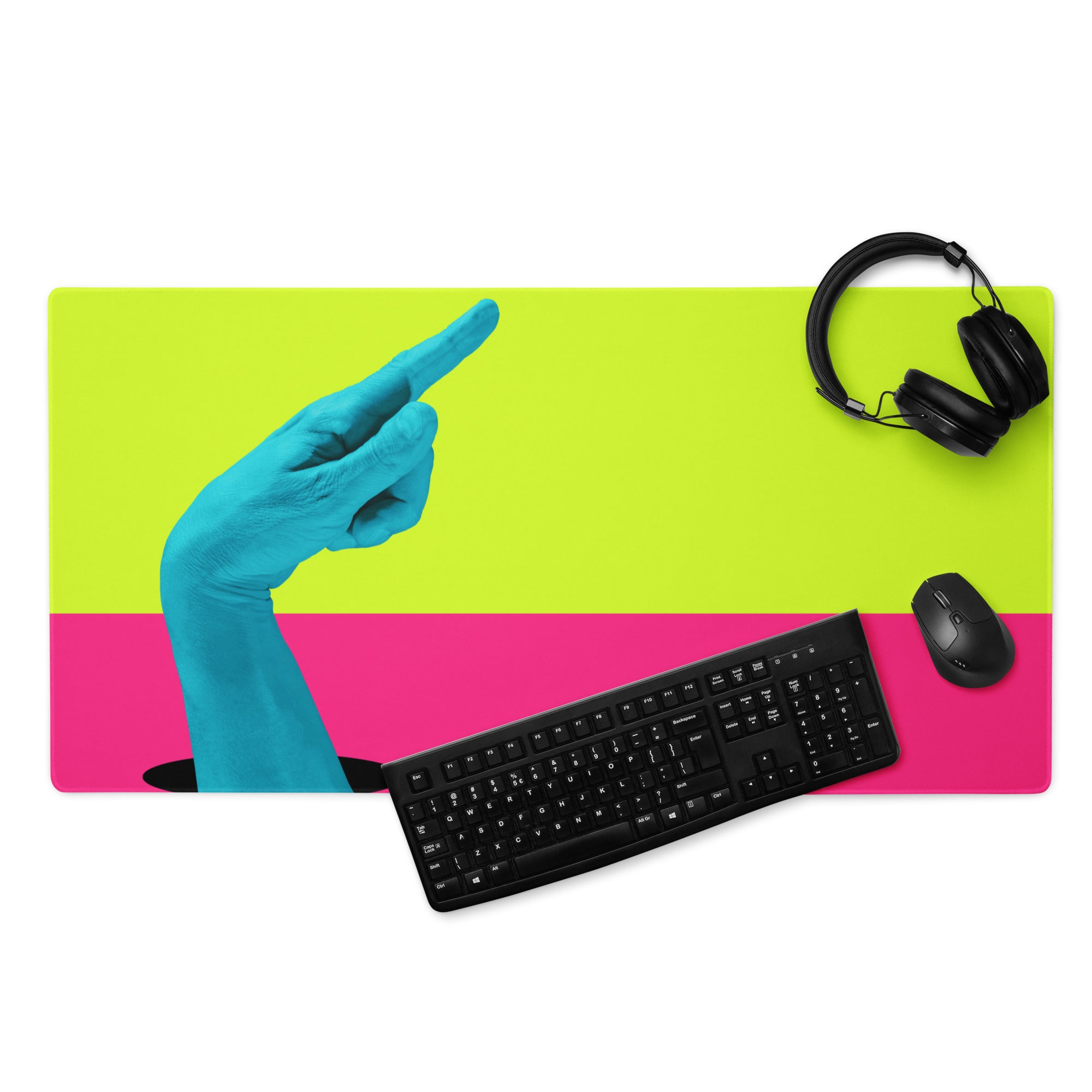 Neon Lime Green Turquoise Pop Art Mouse Pad For Gaming Desk Setup Digital Art Non Slip Rubber Base