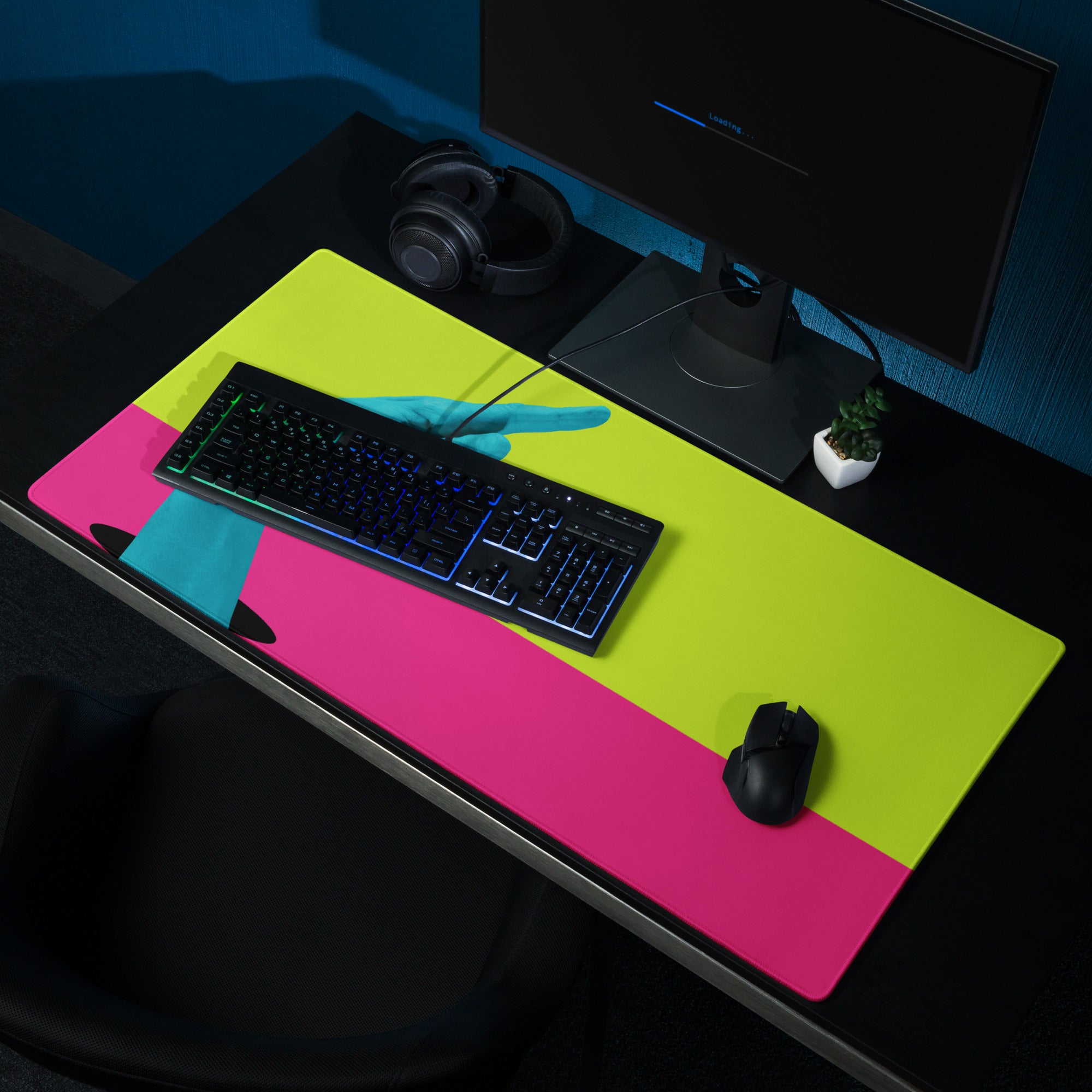 Neon Lime Green Turquoise Pop Art Mouse Pad For Gaming Desk Setup Digital Art Non Slip Rubber Base