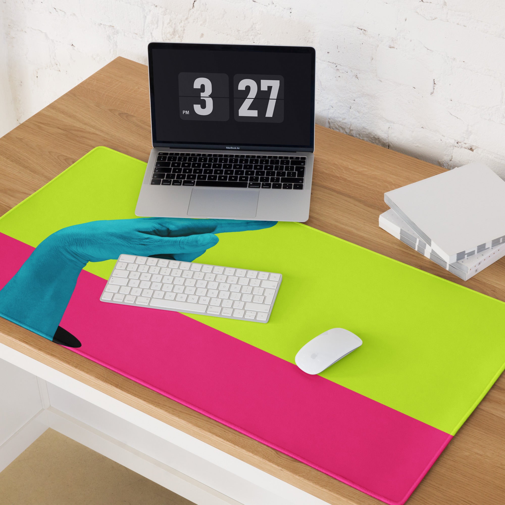 Neon Lime Green Turquoise Pop Art Mouse Pad For Gaming Desk Setup Digital Art Non Slip Rubber Base