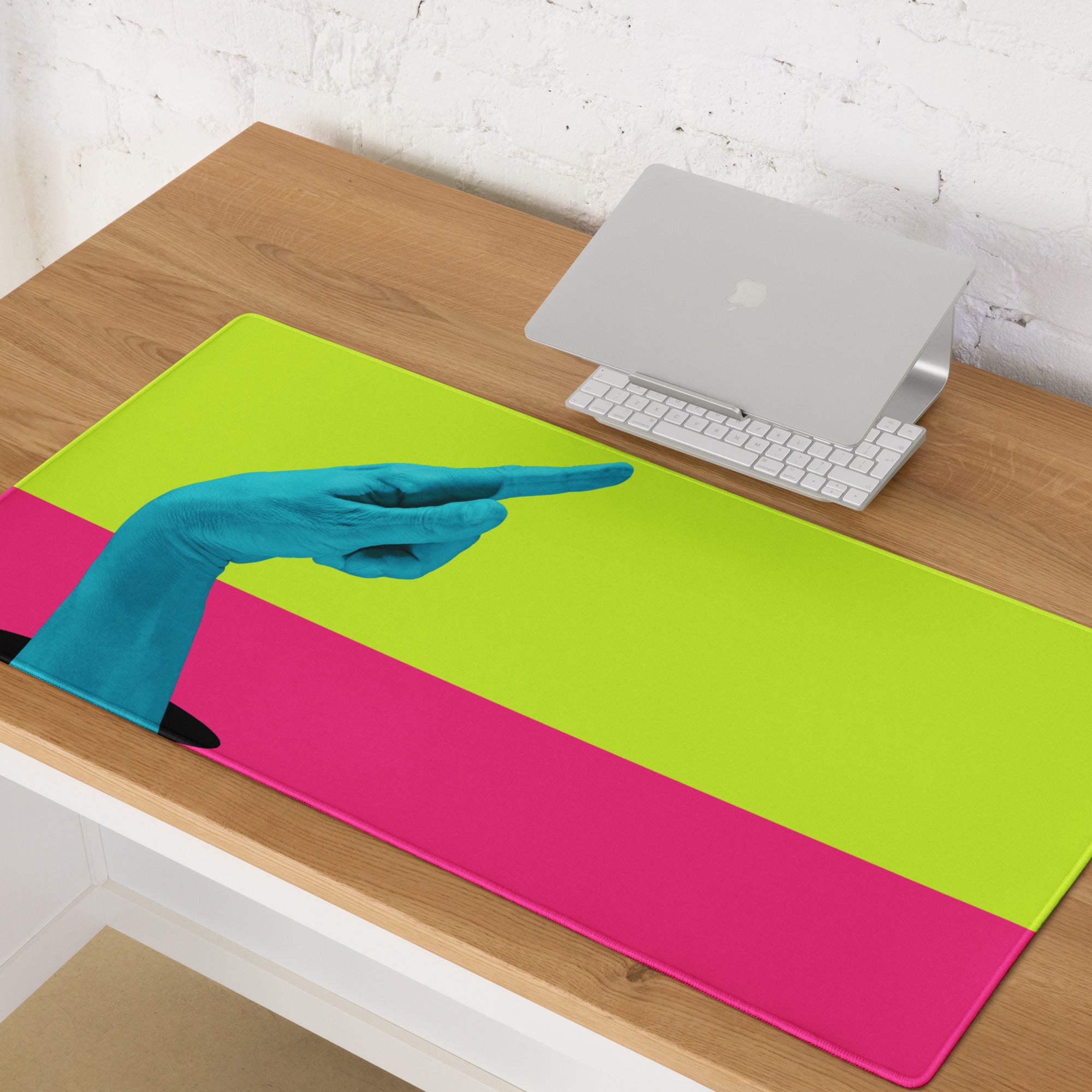 Neon Lime Green Turquoise Pop Art Mouse Pad For Gaming Desk Setup Digital Art Non Slip Rubber Base