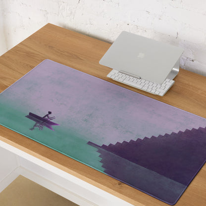 Purple Gradient Contemporary Mouse Pad For Modern Desks Workspace Artful Staircase Scene
