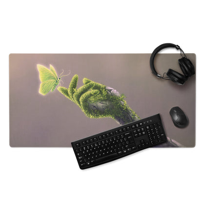 Botanical Butterfly Mouse Pad Gold Green For Desktop Home Office Modern Plant Art Style Decor
