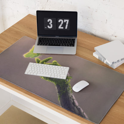 Botanical Butterfly Mouse Pad Gold Green For Desktop Home Office Modern Plant Art Style Decor